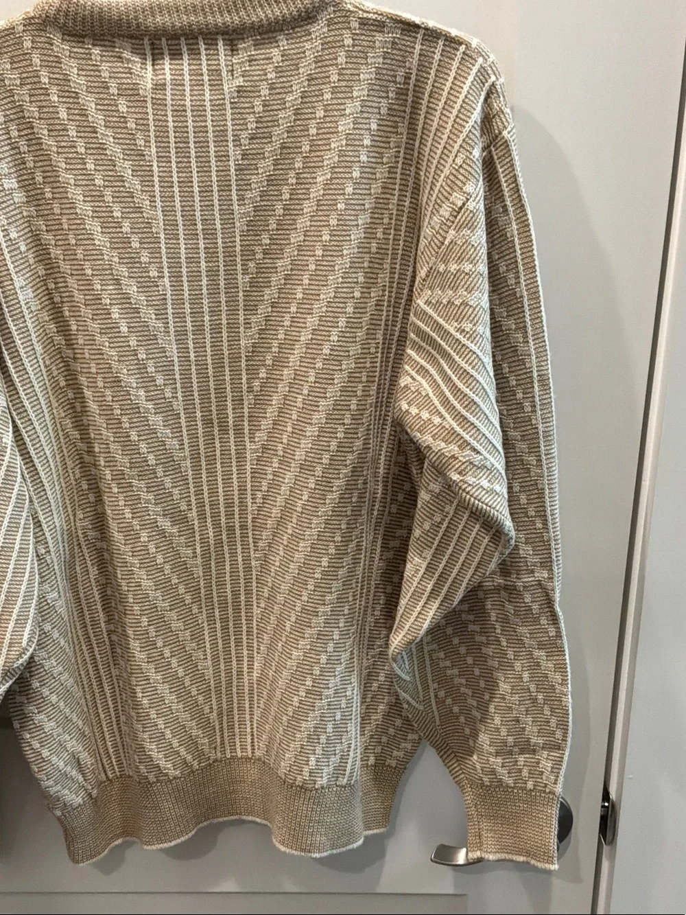 Christian Dior Beige Cream Textured Knit Crewneck Sweater XL Vintage Rare